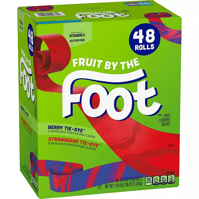 مجموعة متنوعة من الوجبات الخفيفة المصبوغة بالربط من Fruit By The Foot، 48 عبوة.